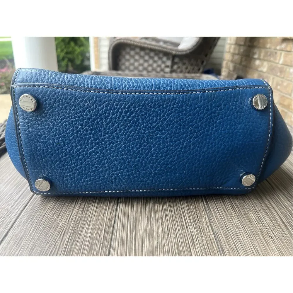 Michael Kors Kellen Saffiano Purse Leather Medium Satchel Crossbody Blue